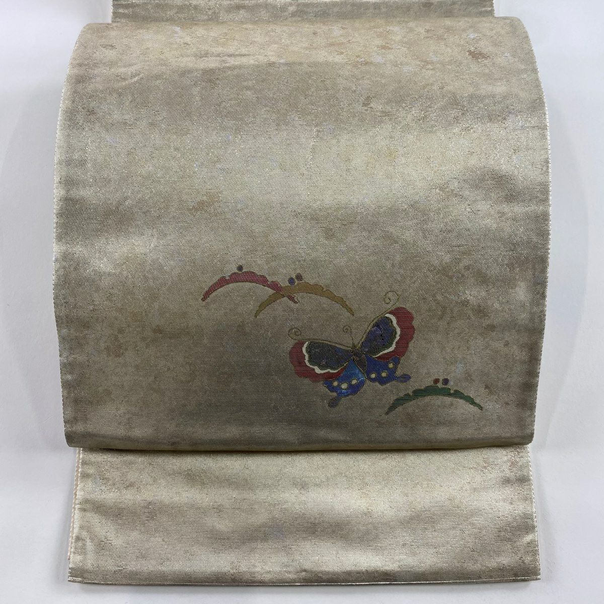 【庫存清倉】 袋帶 優品級 附落款 蝴蝶 露芝 金金箔 金銀彩 金色 大鼓圖案 純蠶絲
