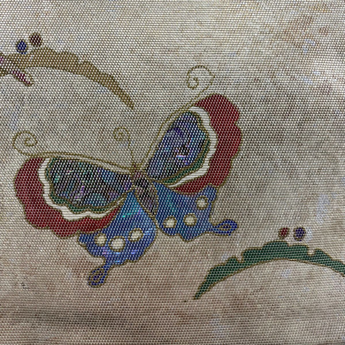 【庫存清倉】 袋帶 優品級 附落款 蝴蝶 露芝 金金箔 金銀彩 金色 大鼓圖案 純蠶絲