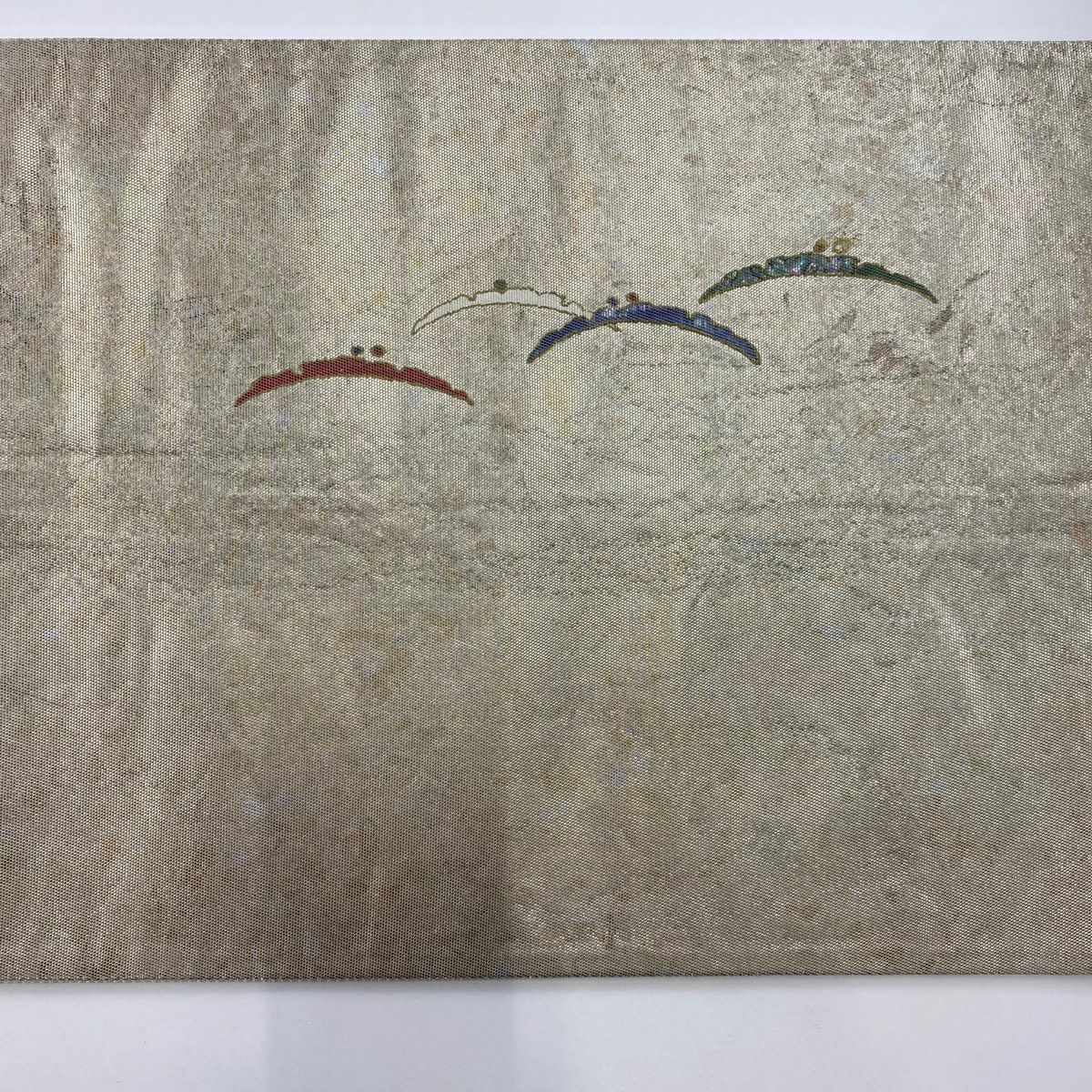【庫存清倉】 袋帶 優品級 附落款 蝴蝶 露芝 金金箔 金銀彩 金色 大鼓圖案 純蠶絲