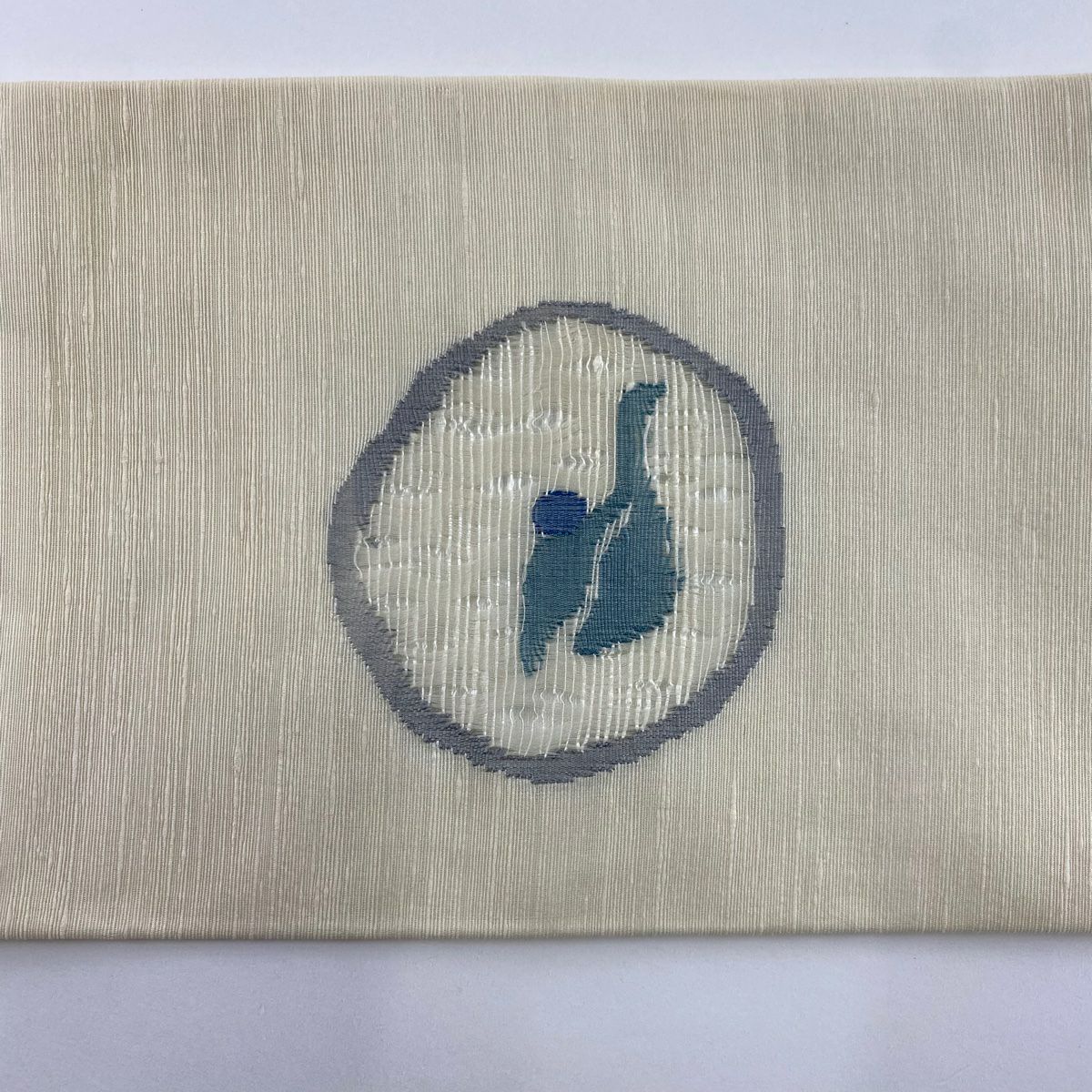 【庫存清倉】名古屋帶 優品級 有落款 關西仕立 葉紋 圓文 米色 純蠶絲