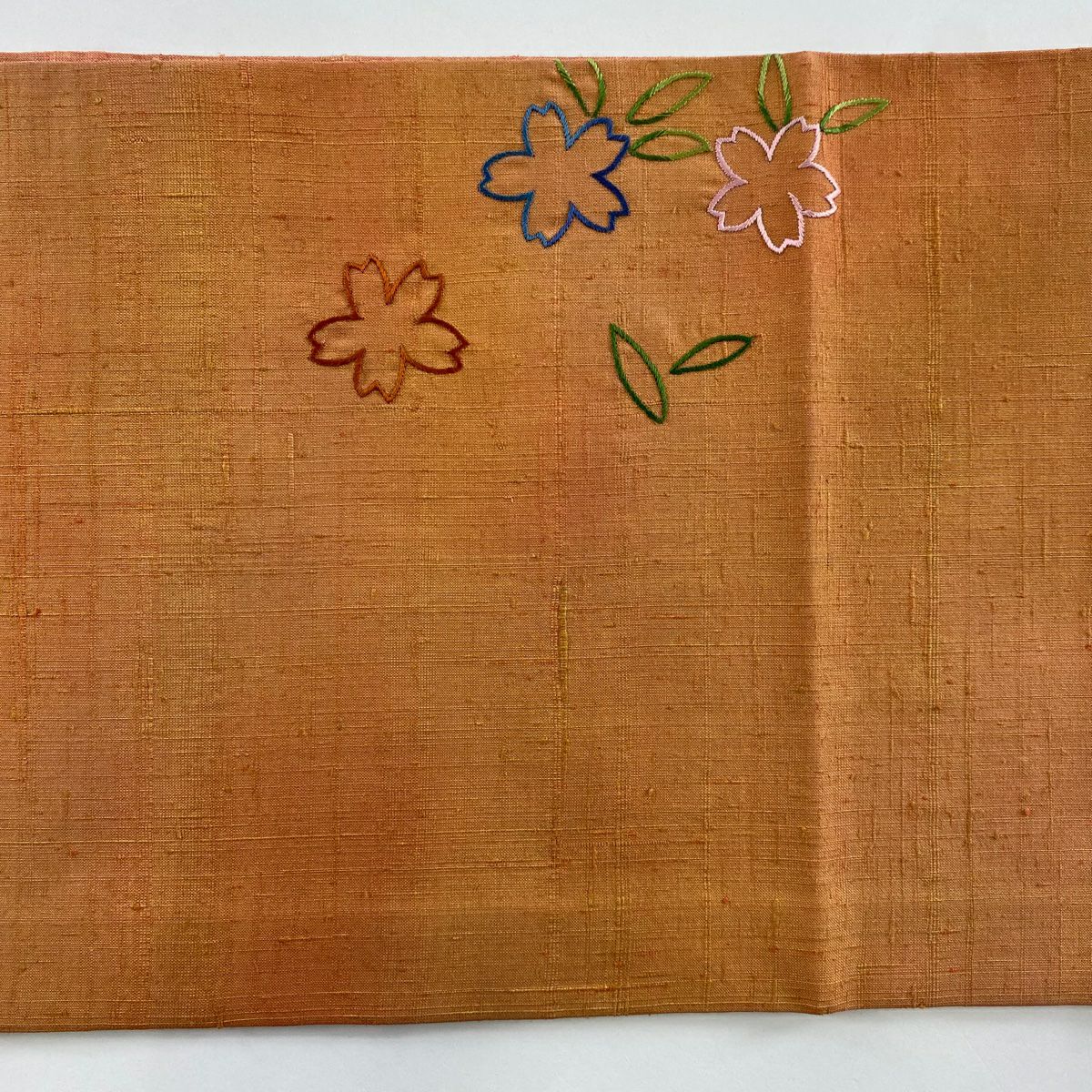 【庫存清倉】 袋帶 美品 優品級 紬織織 松樹 樱花 刺繡 金銀彩 橙色 大鼓圖案 純蠶絲