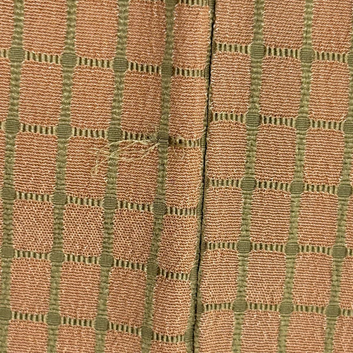 【庫存清倉】 小紋 身長166.5cm 袖長66.5cm M 雙層 格子 茶 純蠶絲 美品 名品級