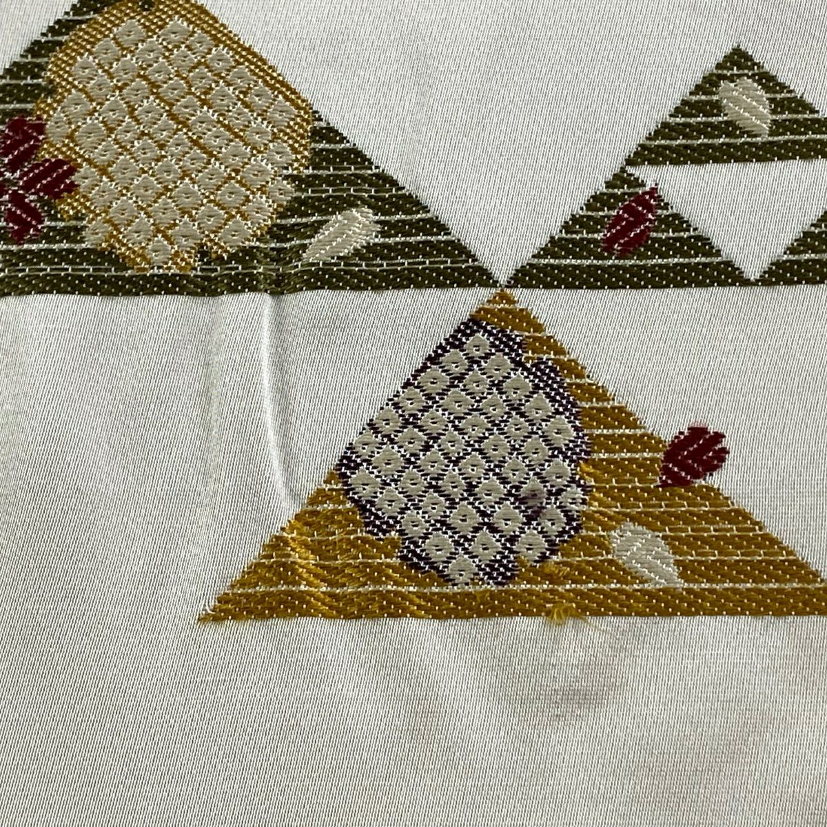 【庫存清倉】 名古屋帶 優品級 櫻花 雪輪 刺繡 米色 純蠶絲