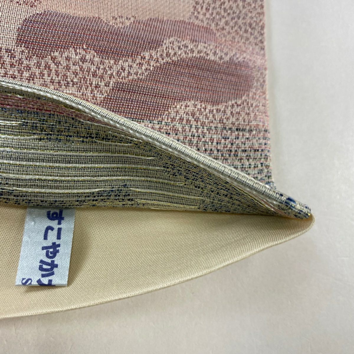 【庫存清倉】 袋帶 優品級 幾何圖案 金絲 粉色 六通 純蠶絲