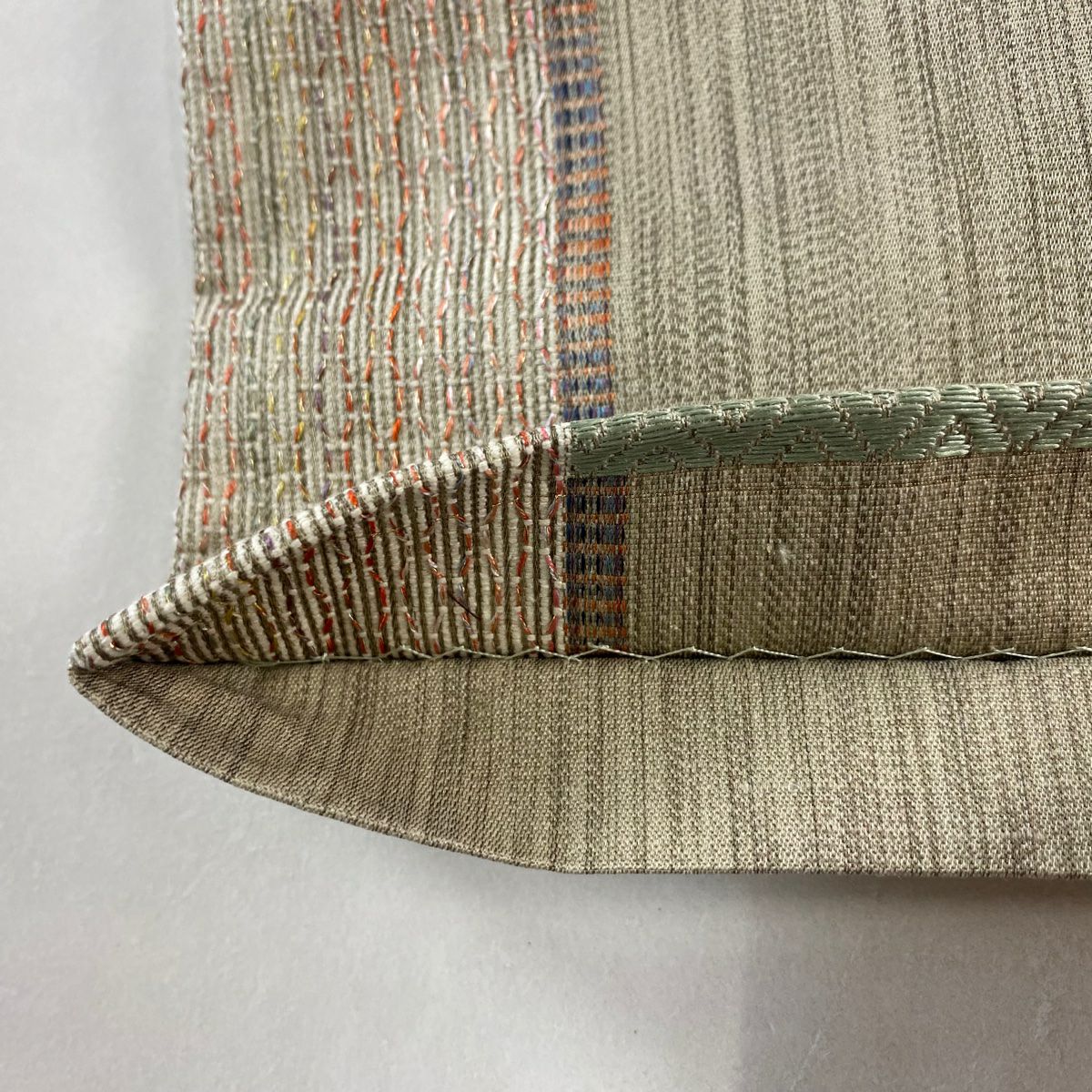 【庫存清倉】 袋帶 美品 秀品級 幾何學 金絲 灰茶 六通 純蠶絲