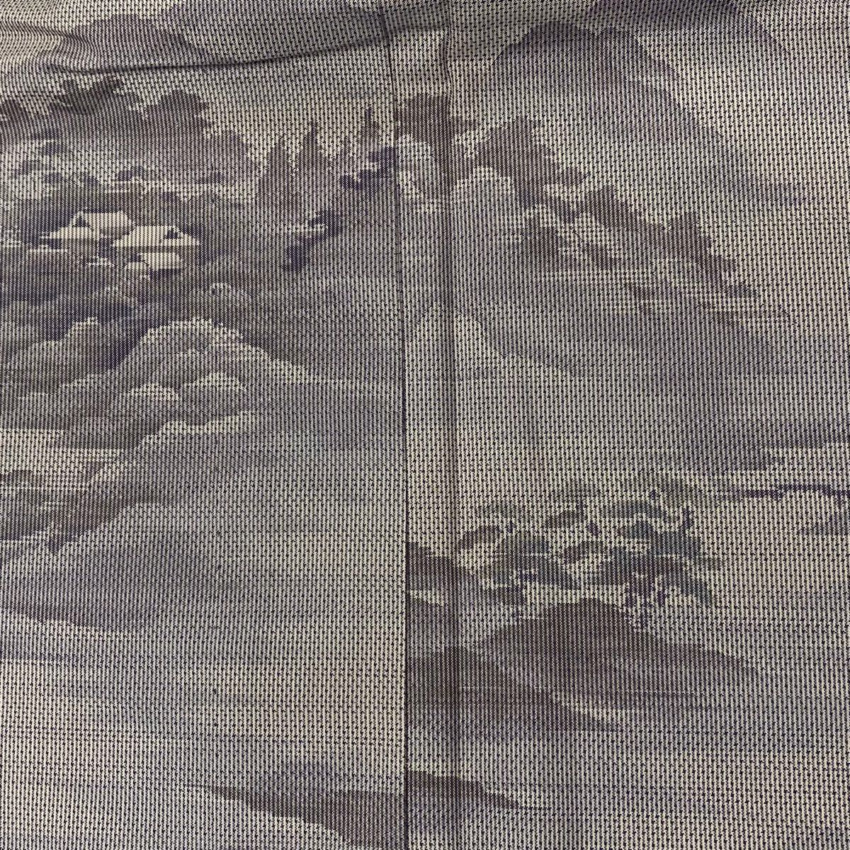 【庫存清倉】 大島紬織 身長156cm 袖長64.5cm M 單層 證書在手 山 家屋 灰紫 純蠶絲 名品級