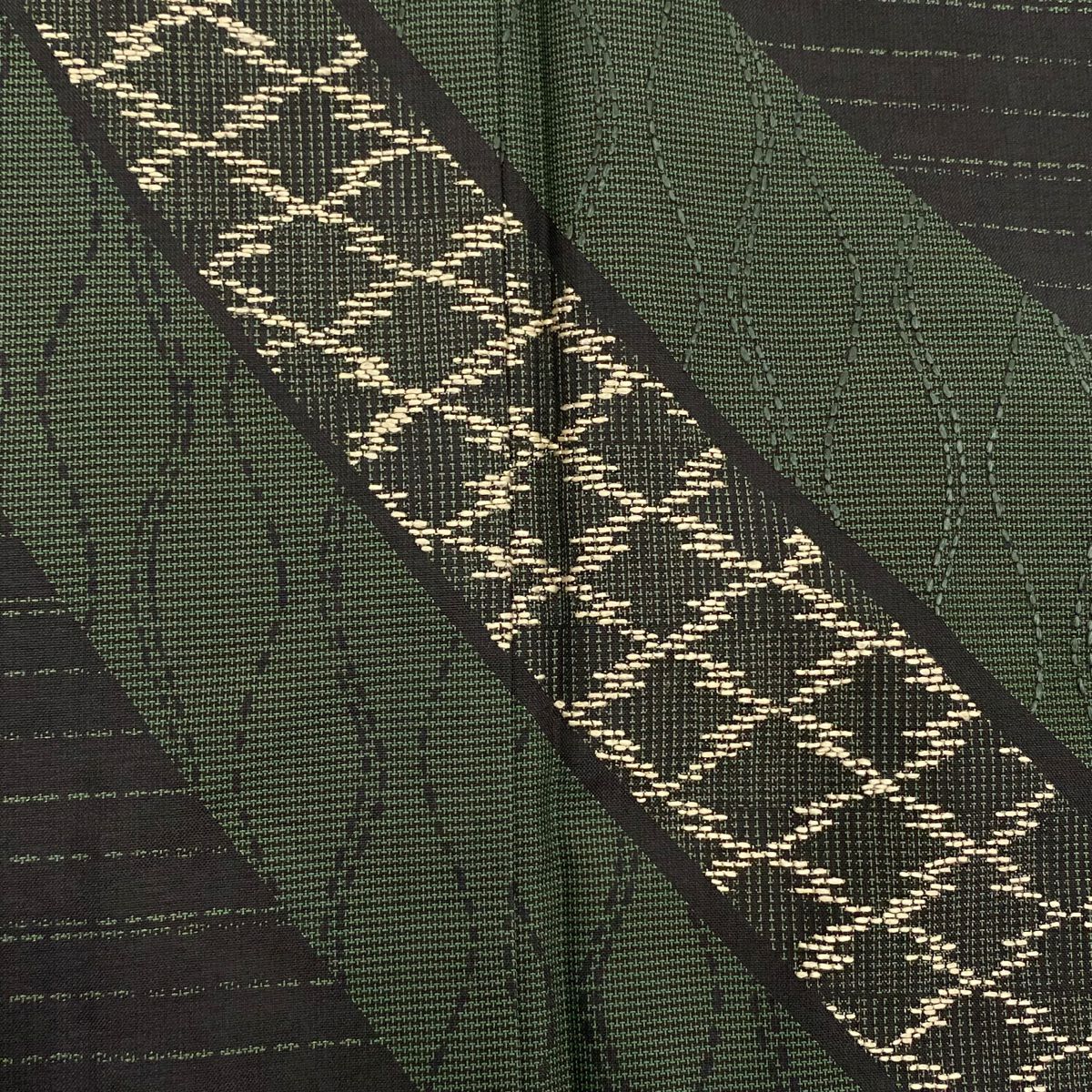 【庫存清倉】訪問服 身長160.5cm 袖長62.5cm S 雙層 紬織織 松樹皮菱 立涌 刺繡 黑 純蠶絲 美品 名品級