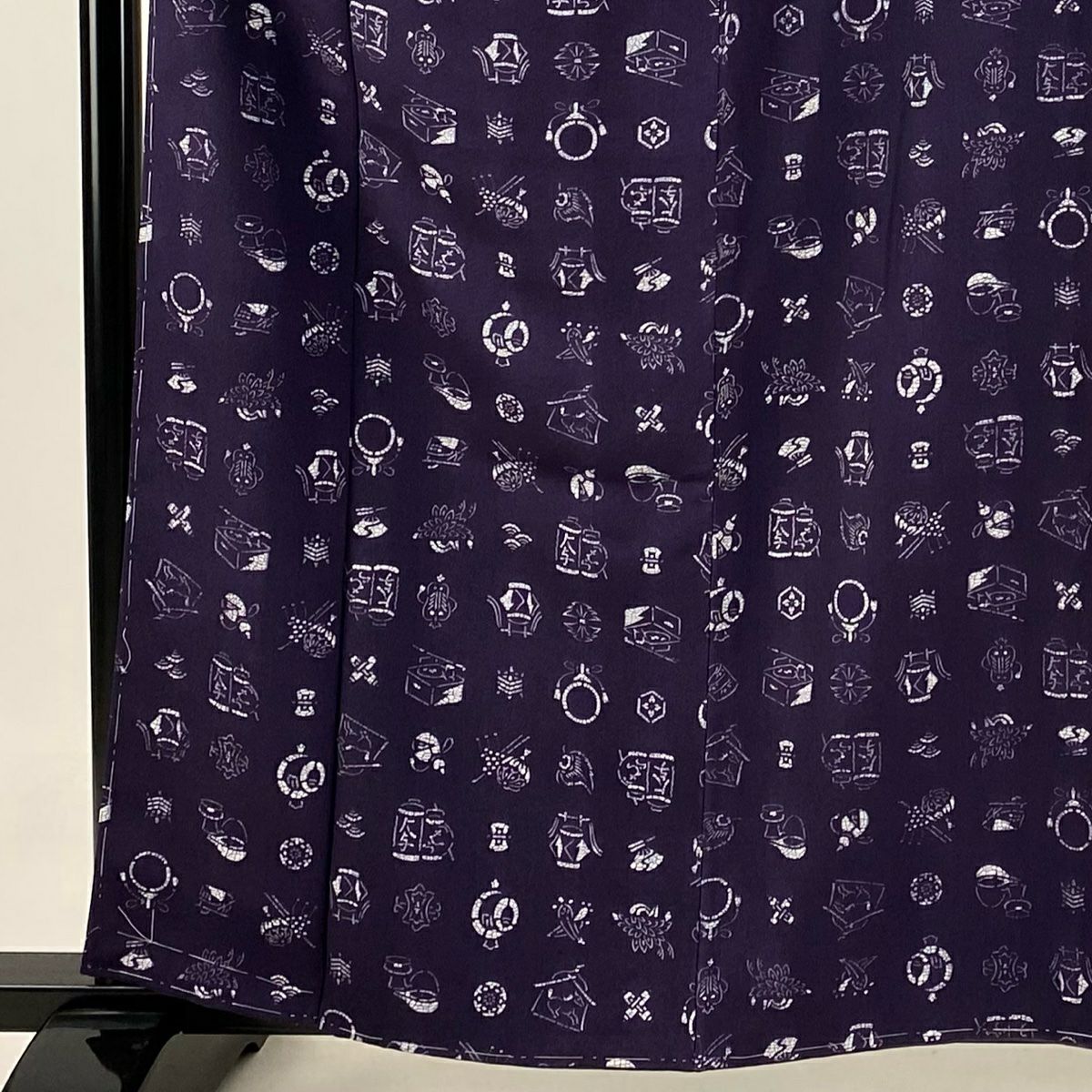 小紋 身長160.5cm 袖長64.5cm M 雙層 瓢箪 刺繡 紫 純蠶絲 秀品級