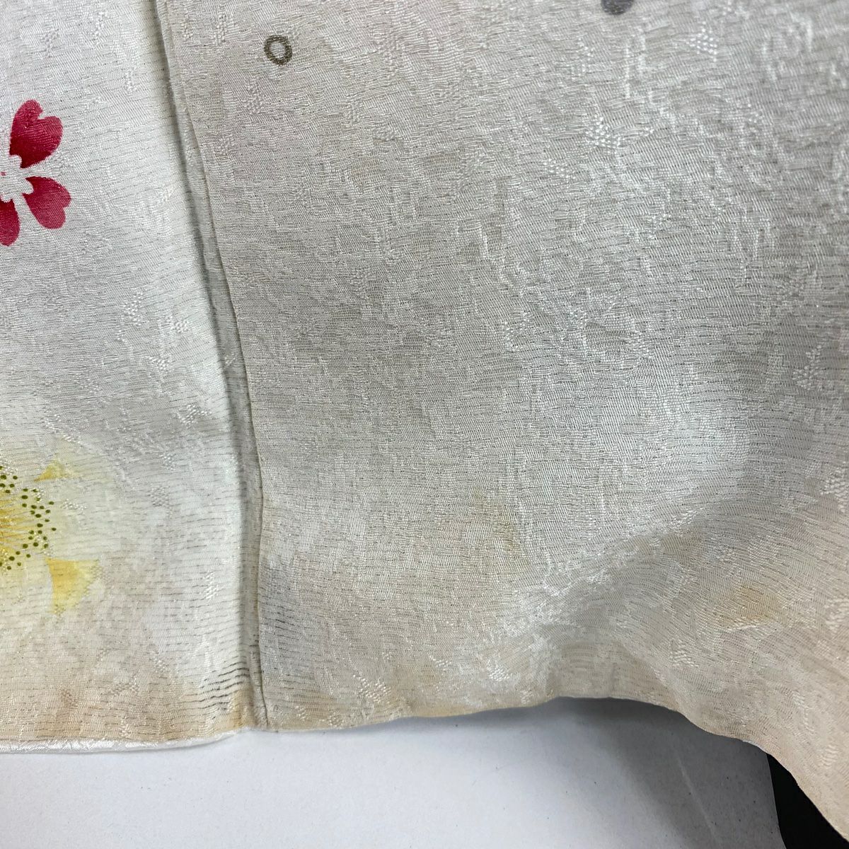 【庫存清倉】振袖禮服 身長169cm 袖長68.5cm L 雙層 牡丹 櫻花 刺繡 金銀彩 奶油色 純蠶絲 逸品級