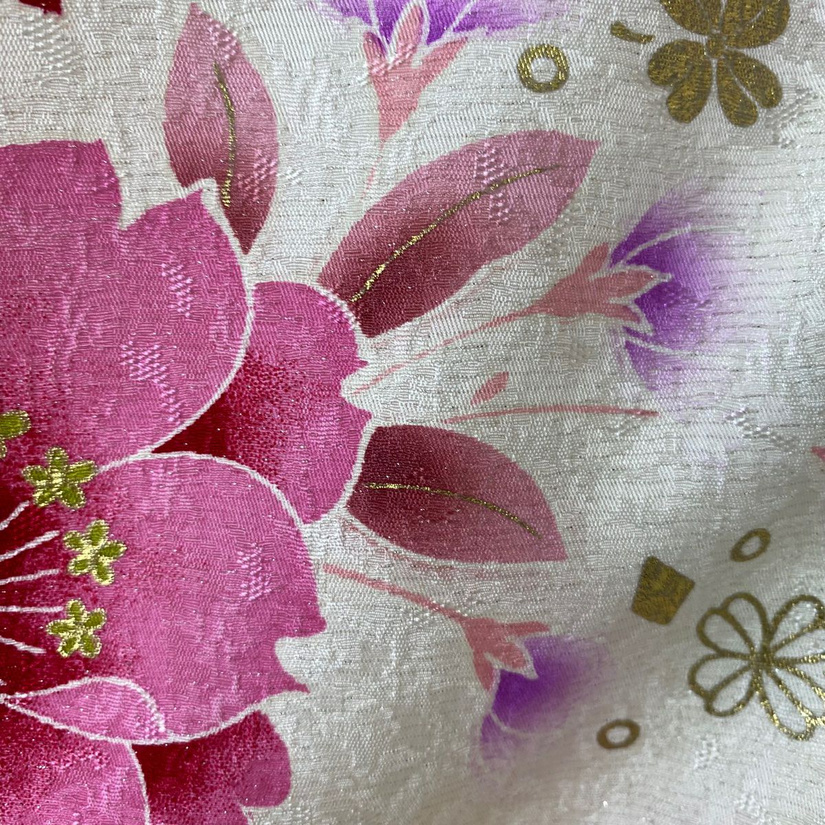 【庫存清倉】振袖禮服 身長166.5cm 袖長66cm M 雙層 牡丹 櫻花 刺繡 金銀彩 奶油色 純蠶絲 逸品級