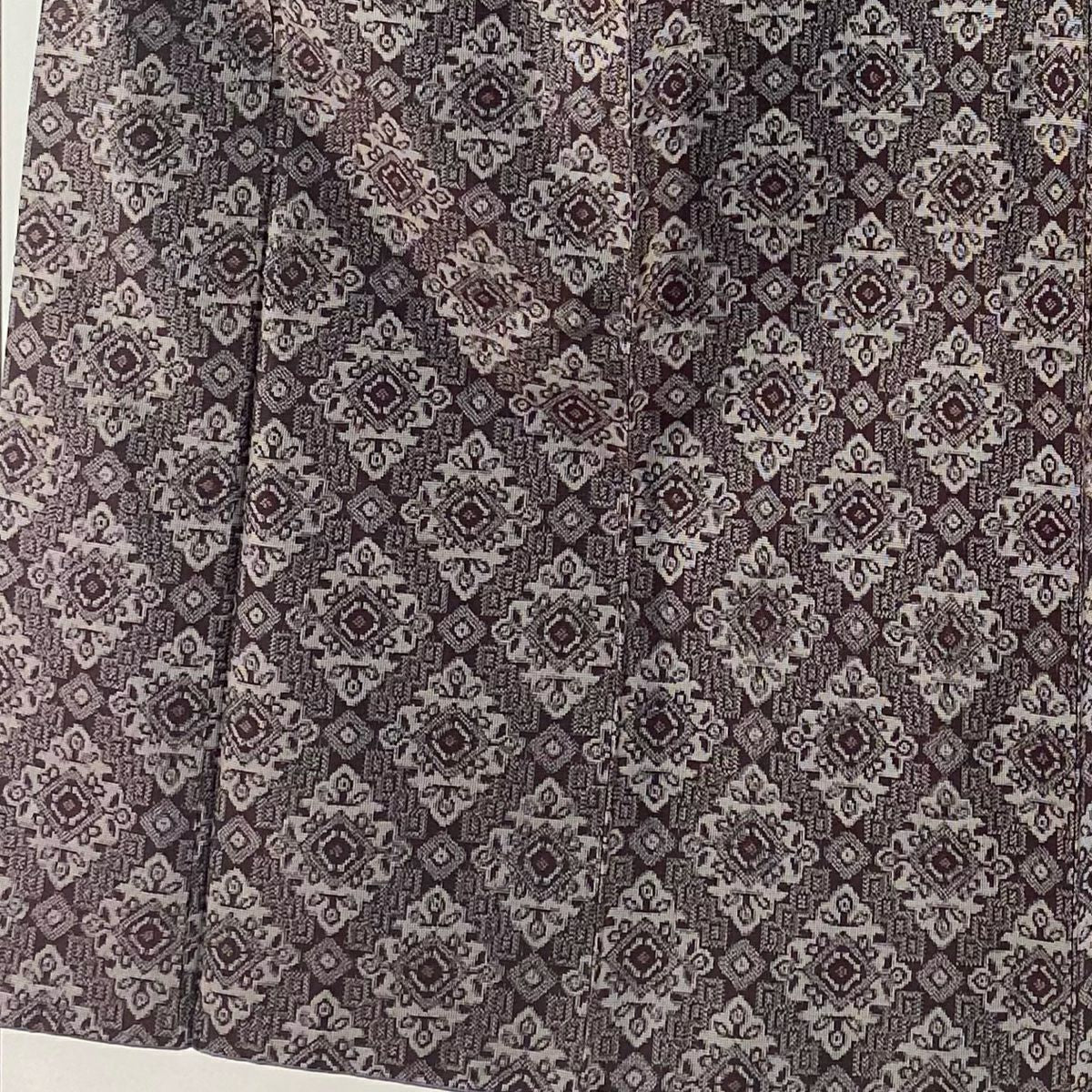 【庫存清倉】 紬織 身長150.5cm 袖長61.5cm S 雙層 套裝 菱 草花紋 茶紫 純蠶絲 優品級
