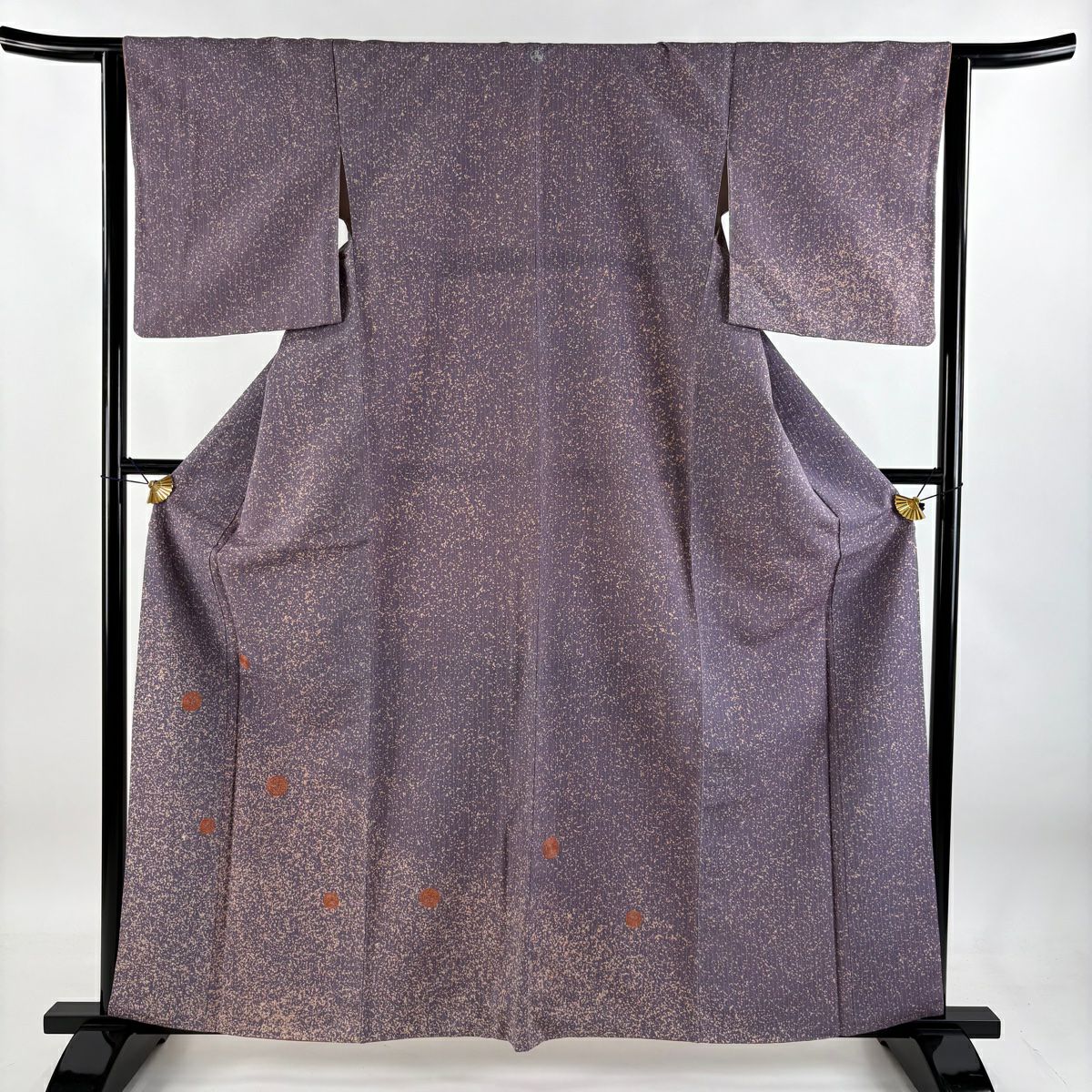 【庫存清倉】 付下 身長162cm 袖長64cm M 雙層 紋理 渦紋 銀線 刺繡 紫 純蠶絲 優品級 一個紋