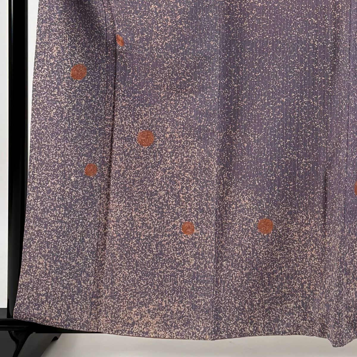 【庫存清倉】 付下 身長162cm 袖長64cm M 雙層 紋理 渦紋 銀線 刺繡 紫 純蠶絲 優品級 一個紋