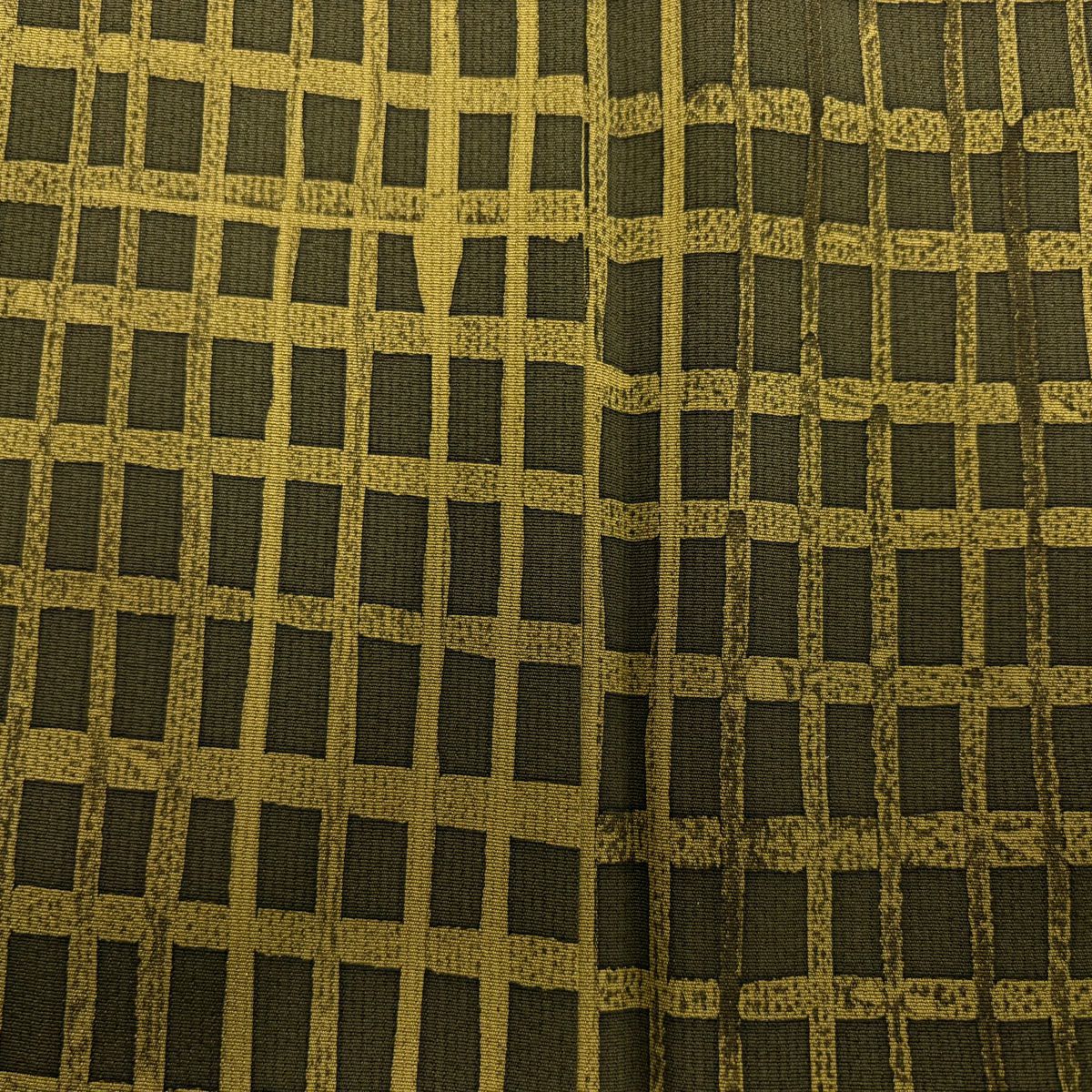 【庫存清倉】 小紋 身長156cm 袖長62cm S 雙層 格子 茶綠 純蠶絲 美品 秀品級