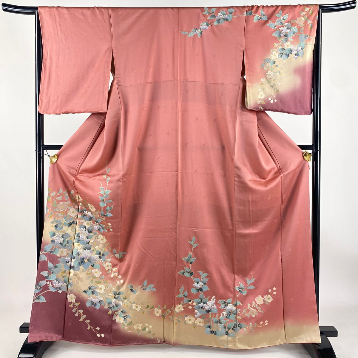 【庫存清倉】訪問服 身長163.5cm 袖長66cm M 雙層 紫陽花 櫻花 金銀彩 漸層 粉色 純蠶絲 優品級