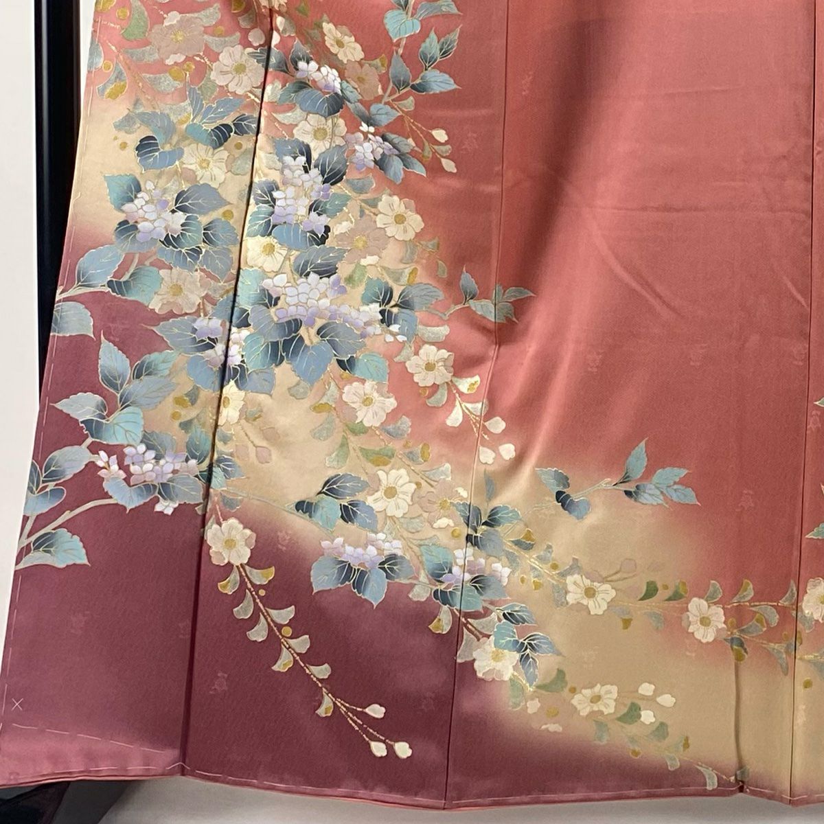 【庫存清倉】訪問服 身長163.5cm 袖長66cm M 雙層 紫陽花 櫻花 金銀彩 漸層 粉色 純蠶絲 優品級