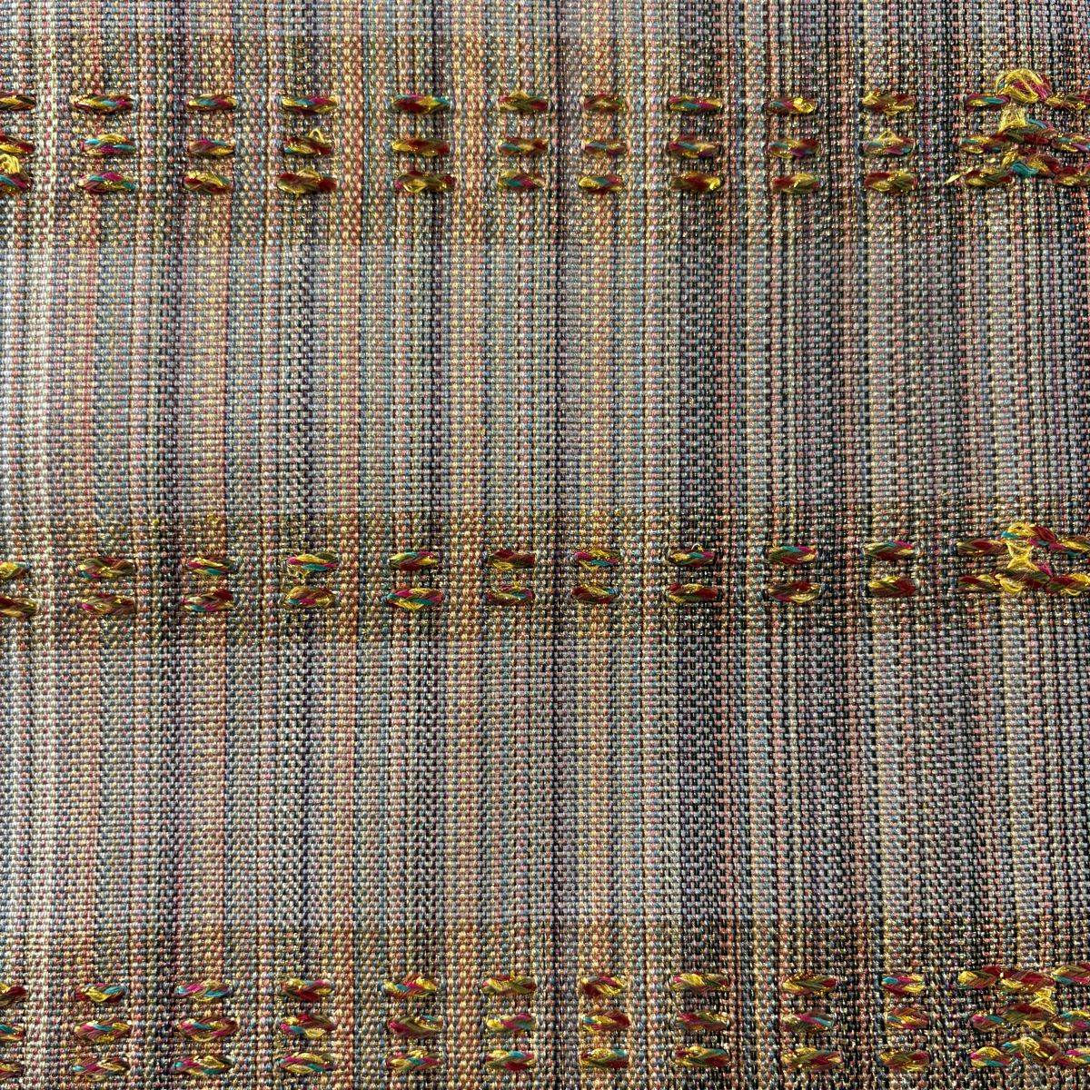 【庫存清倉】 袋帶 美品 優品級 幾何學條紋 刺繡 金絲 灰紫色 大鼓圖案 純蠶絲