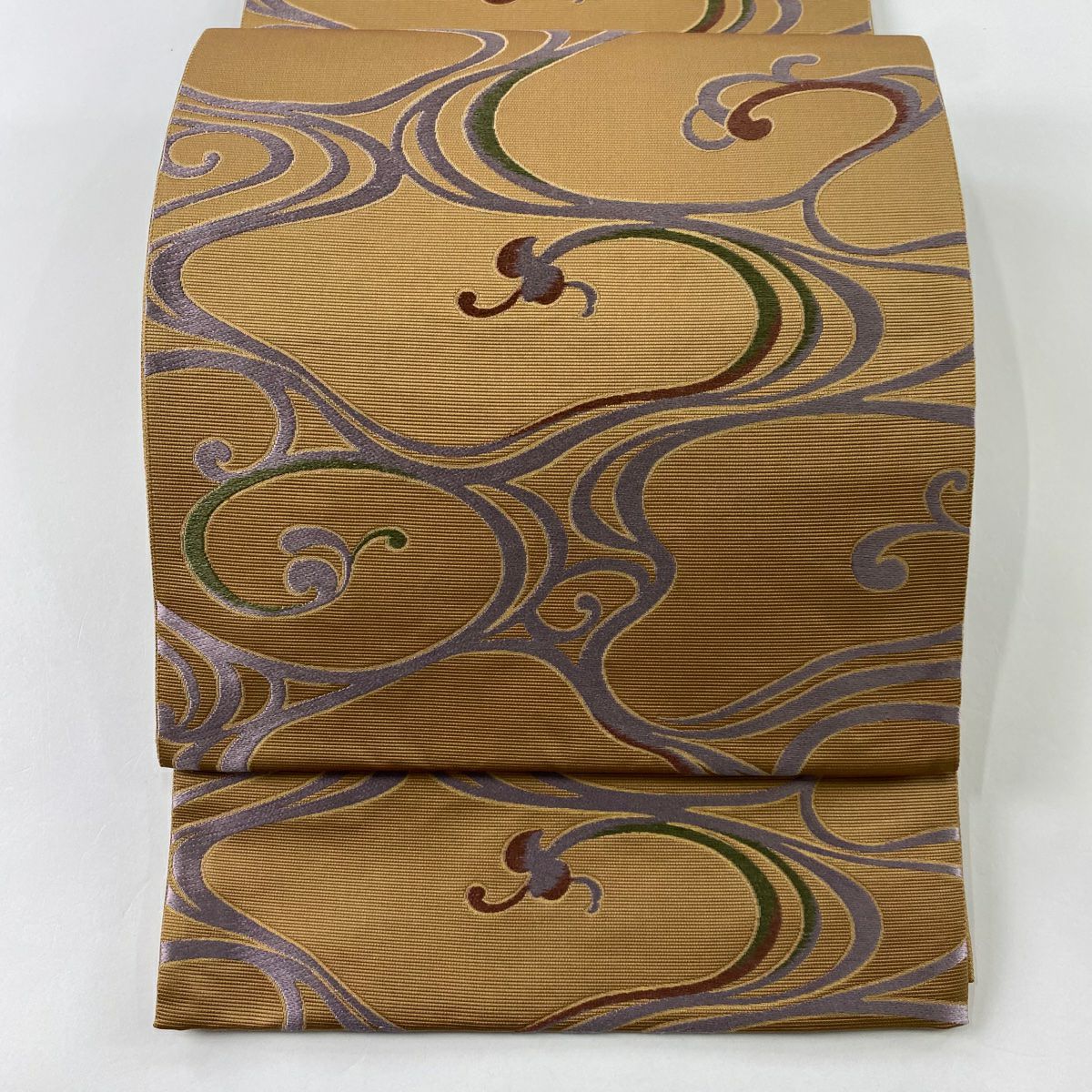 【庫存清倉】 袋帶 美品 秀品級 水面 黃土色 全通 純蠶絲