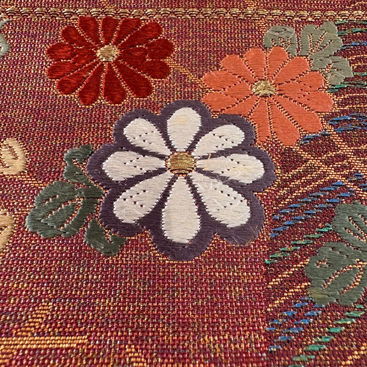 【庫存清倉】 袋帶 美品 秀品級 梅花 籠目 金絲 金金箔 紅黑 六通 純蠶絲