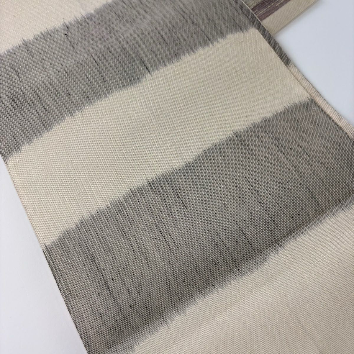 【庫存清倉】 袋帶 優品級 夏帶 紗橫段 市松樹 金絲 奶油 六通 純蠶絲