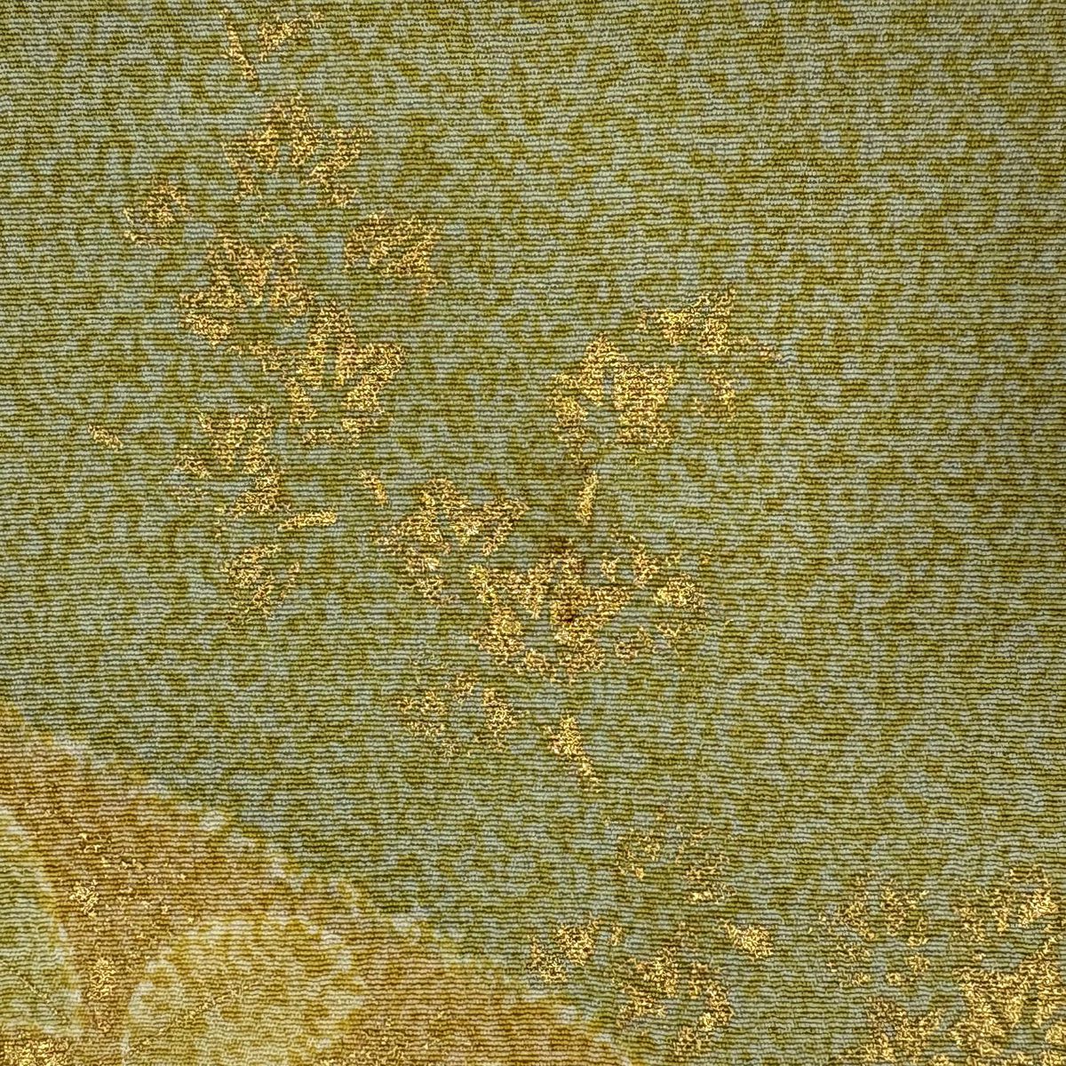 【庫存清倉】訪問服 身長168.5cm 袖長64cm M 雙層 落款 菊花 草花紋 金絲 金銀彩 淺綠 純蠶絲 名品級