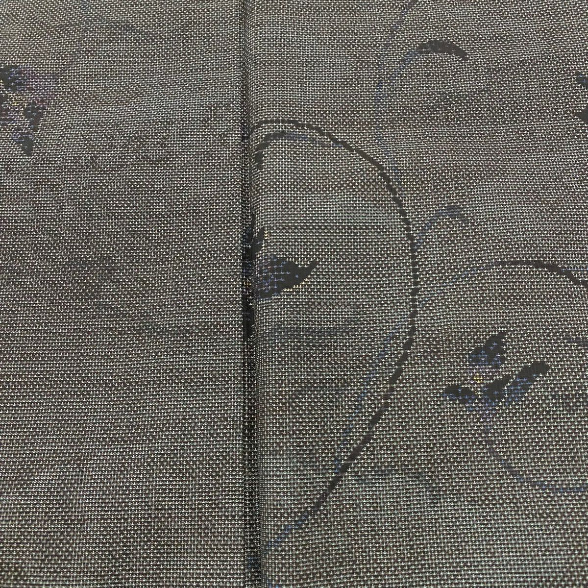 【庫存清倉】 紬織 身長163.5cm 袖長65cm M 雙層 花唐草紋 雲文 灰綠 純蠶絲 優品級