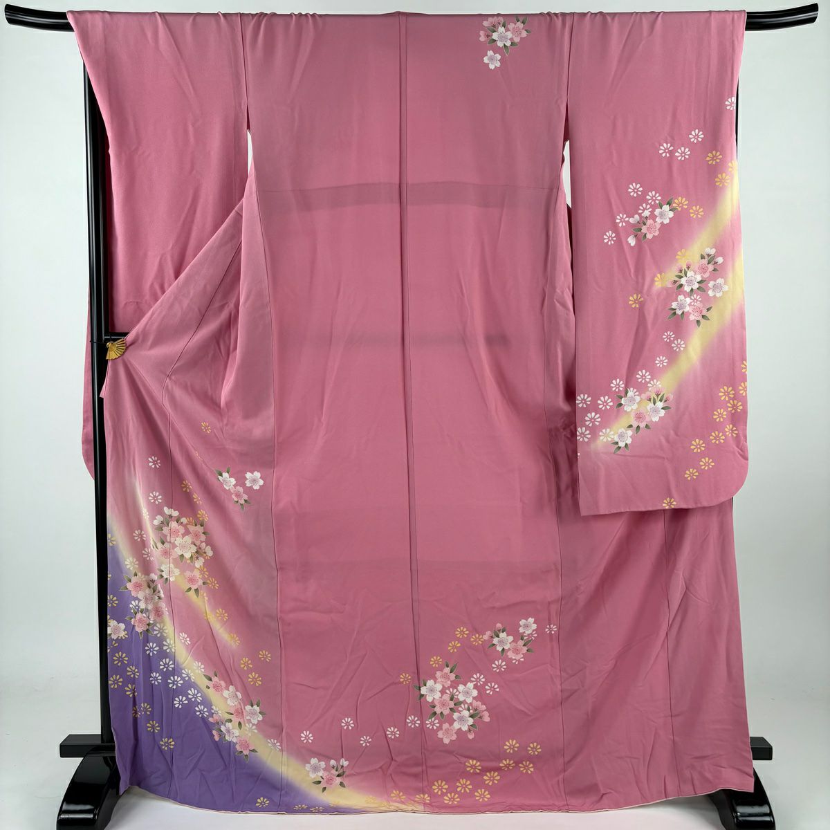 【庫存清倉】振袖禮服 身長172.5cm 袖長68.5cm L 雙層 櫻花染漸變粉色 純蠶絲 名品級