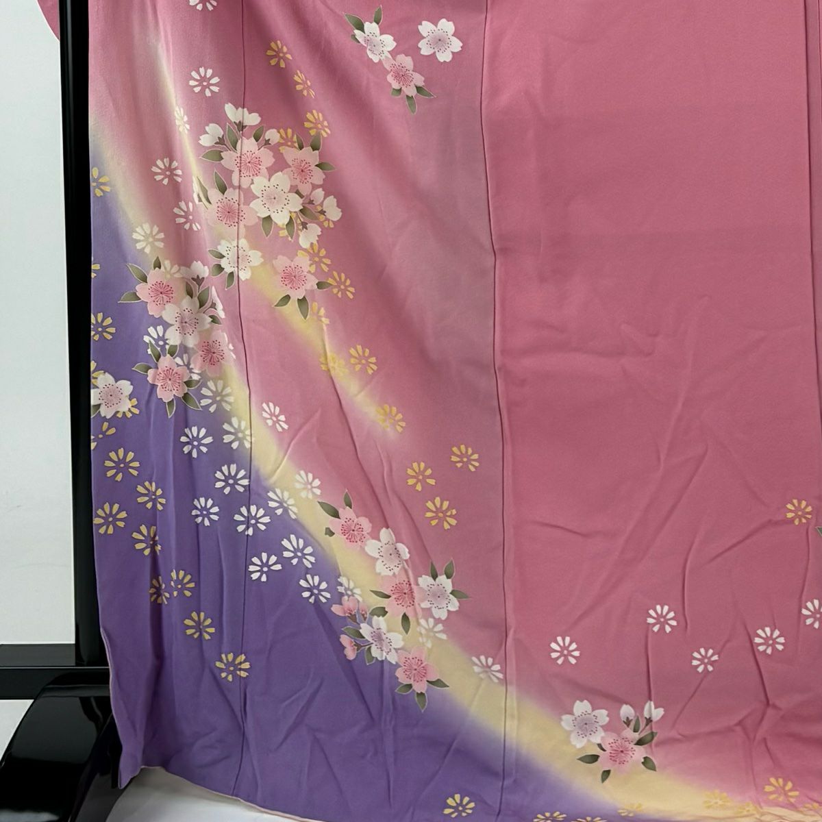 【庫存清倉】振袖禮服 身長172.5cm 袖長68.5cm L 雙層 櫻花染漸變粉色 純蠶絲 名品級