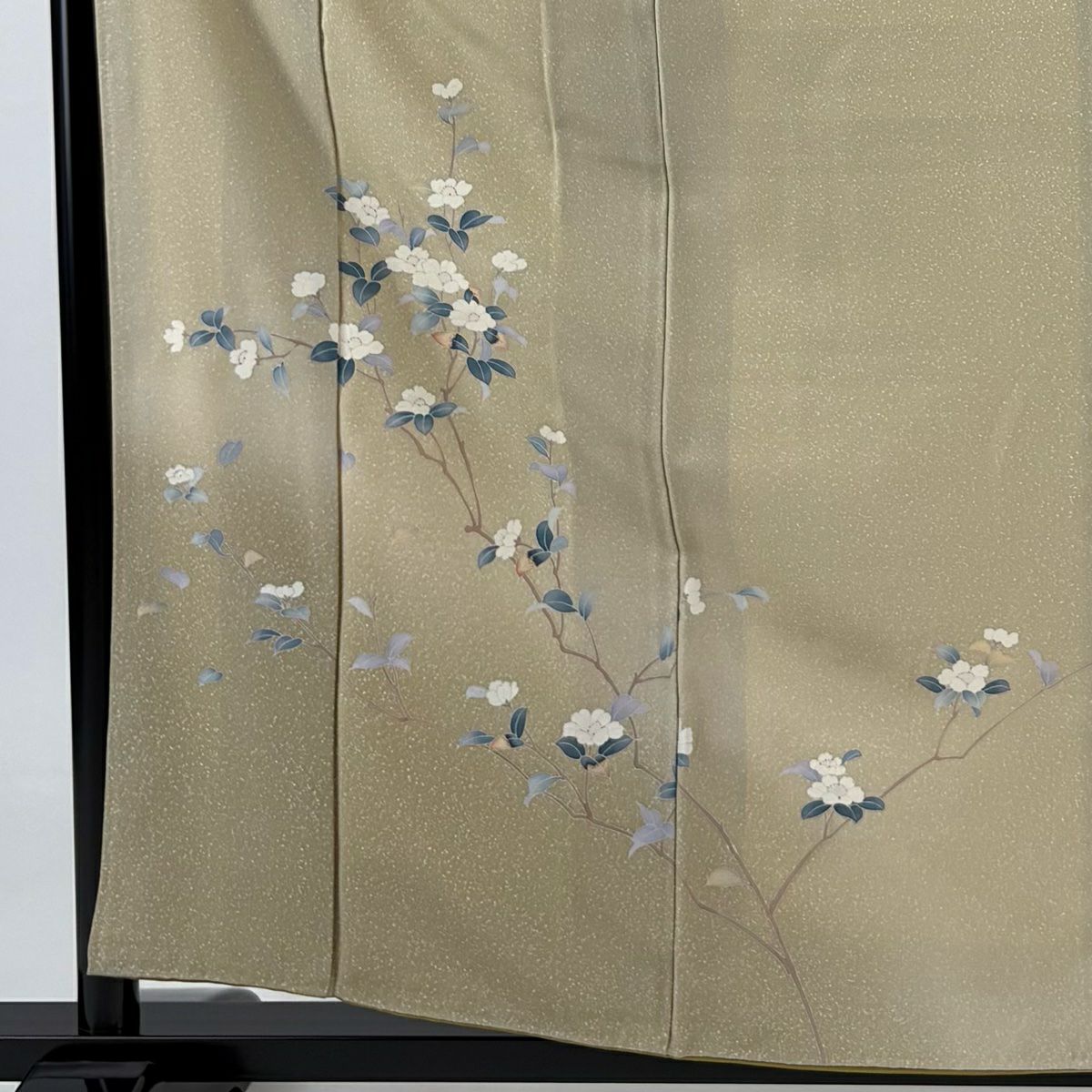 訪問服 身長160cm 袖長62cm S 雙層 枝花 漸層 米色 純蠶絲 美品 秀品級