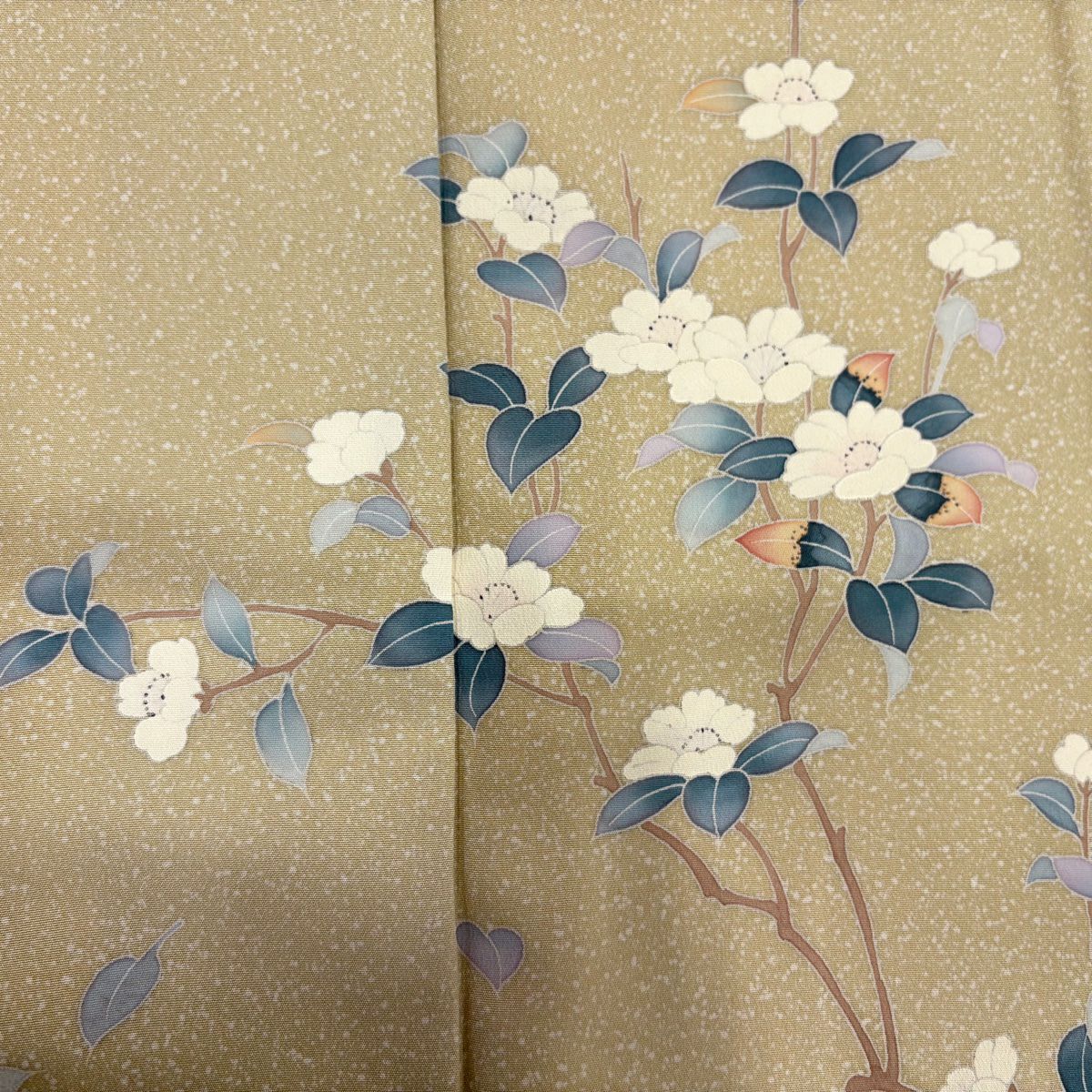 訪問服 身長160cm 袖長62cm S 雙層 枝花 漸層 米色 純蠶絲 美品 秀品級