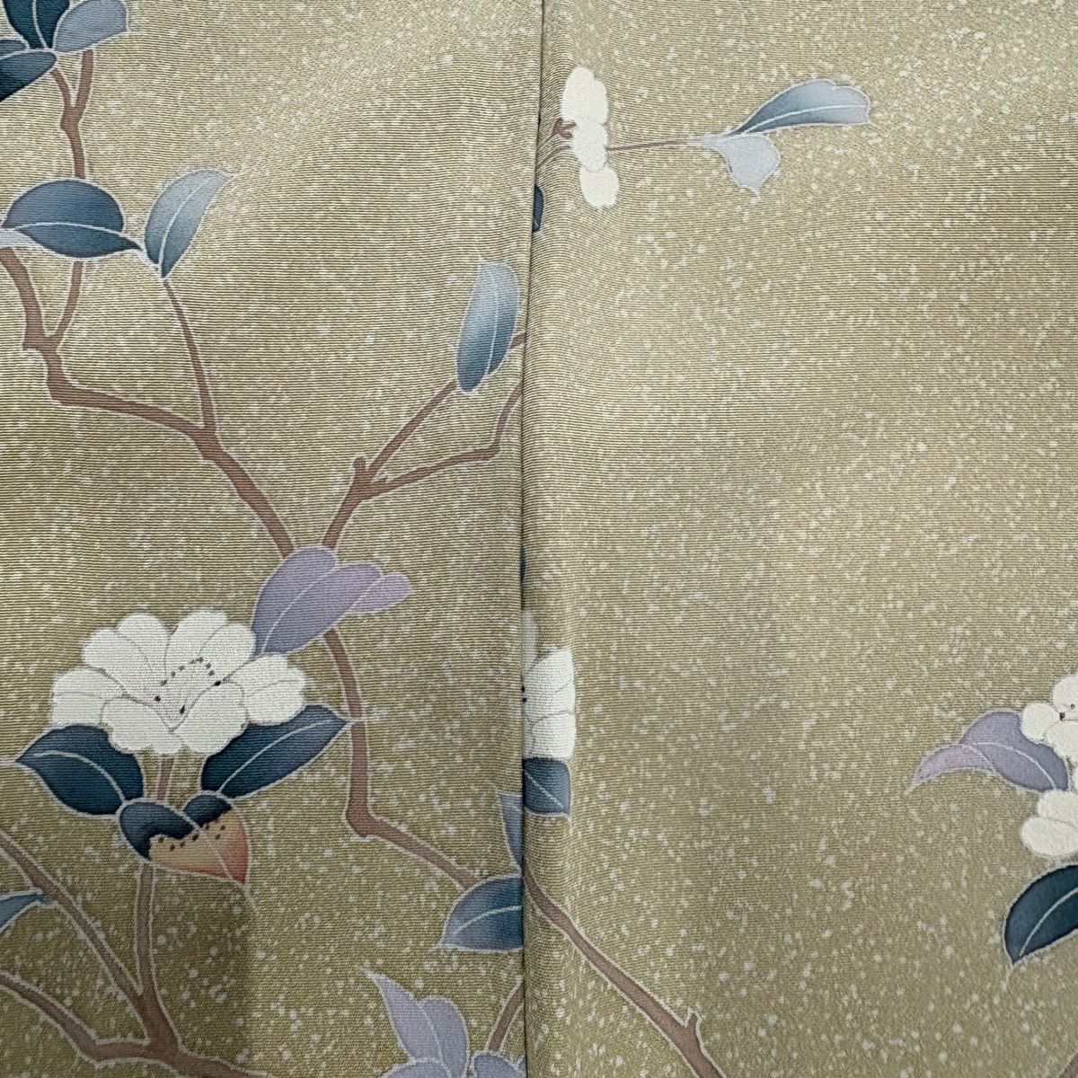 訪問服 身長160cm 袖長62cm S 雙層 枝花 漸層 米色 純蠶絲 美品 秀品級