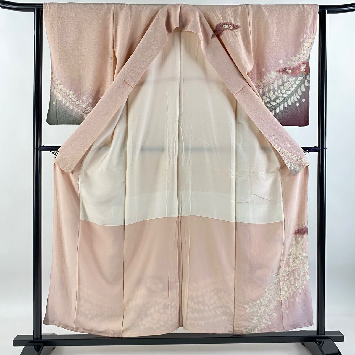 【庫存清倉】訪問服 身長155.5cm 袖長63cm S 雙層 滝泰 有落款 辻花染 霞 金彩裝飾 漸層 粉紅 純蠶絲 名品級