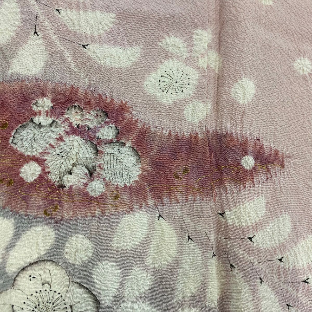【庫存清倉】訪問服 身長155.5cm 袖長63cm S 雙層 滝泰 有落款 辻花染 霞 金彩裝飾 漸層 粉紅 純蠶絲 名品級