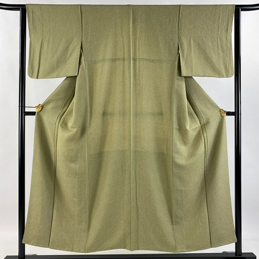 江戶小紋 身長152.5cm 袖長62.5cm S 雙層 落款あり 鮫 灰綠 純蠶絲 美品 名品級