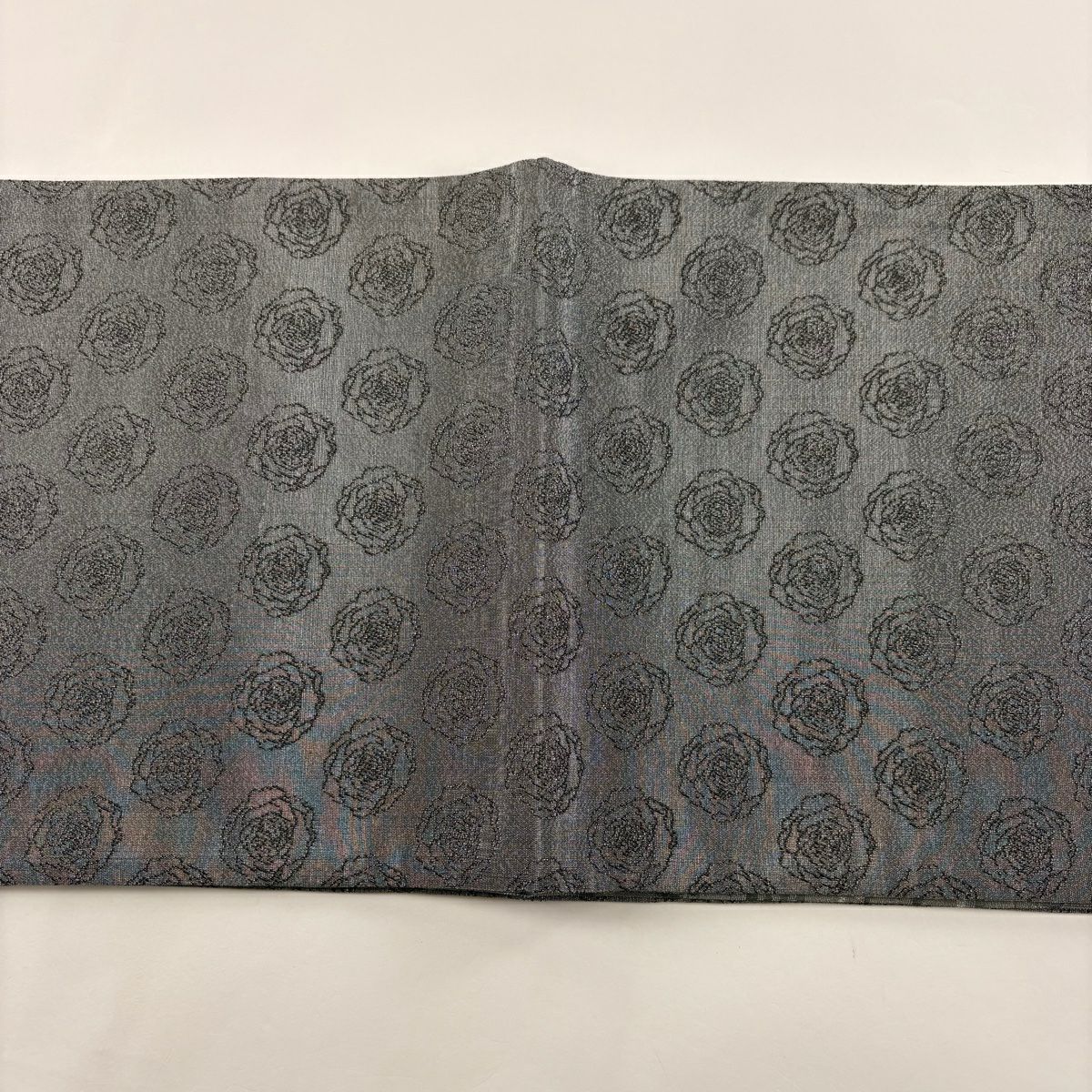 【庫存清倉】 袋帶 美品 名品級 葉與果 幾何學 銀通 青灰 六通 純蠶絲
