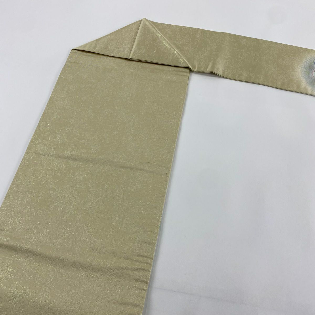 【庫存清倉】 名古屋帶 名品級 椿 霞 絞染 拉麵金金箔 米色 純蠶絲