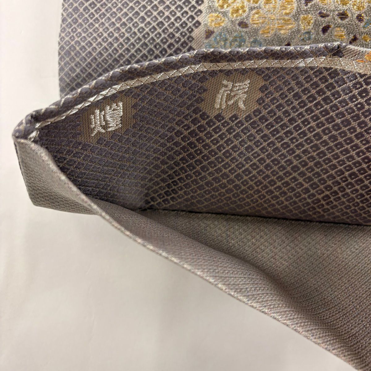 【庫存清倉】 袋帶 美品 名品級 花 花瓣 金絲 金金箔 灰紫 六通 純蠶絲