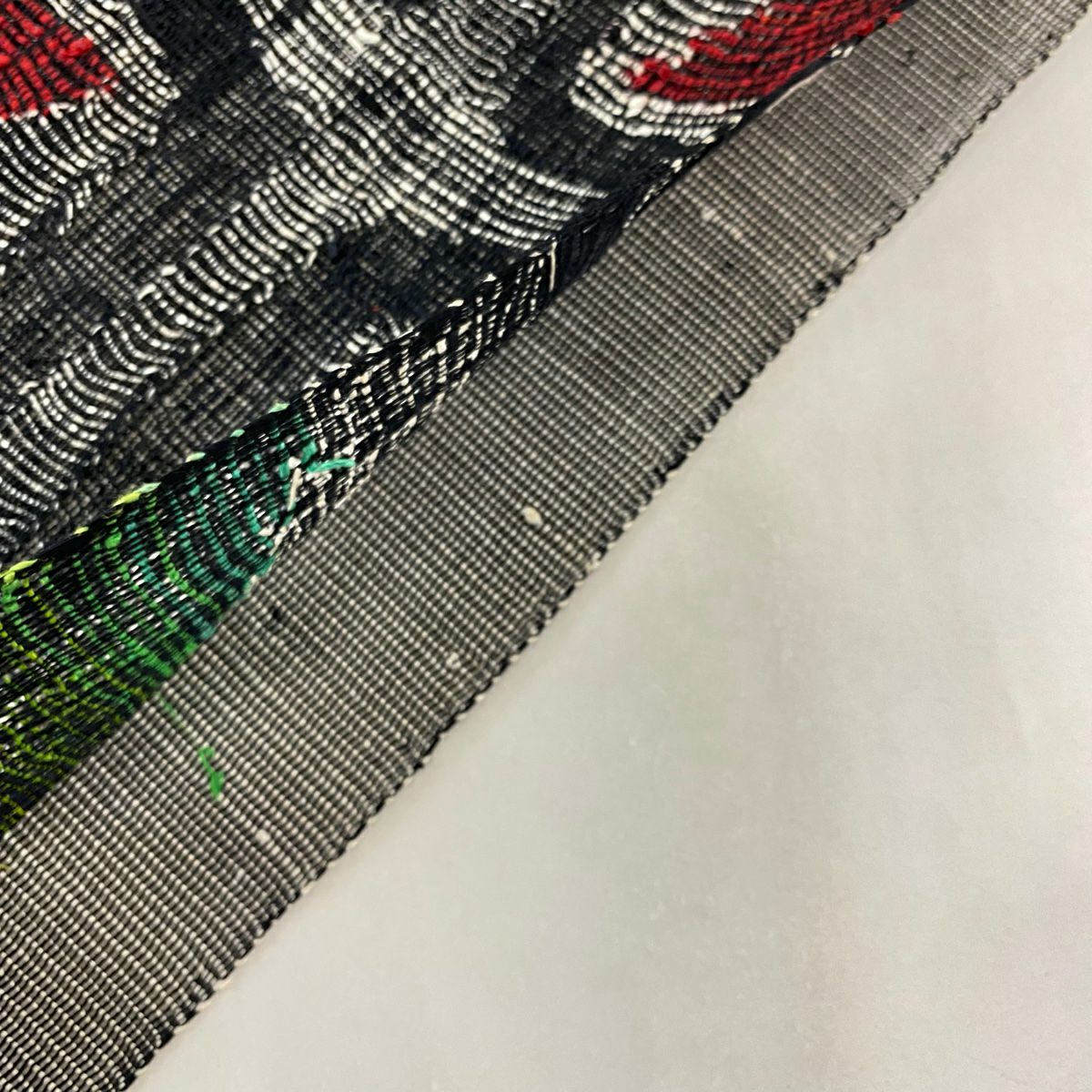 名古屋帶 秀品級 夏帶 隧道仕立 幾何圖案 黑 純蠶絲