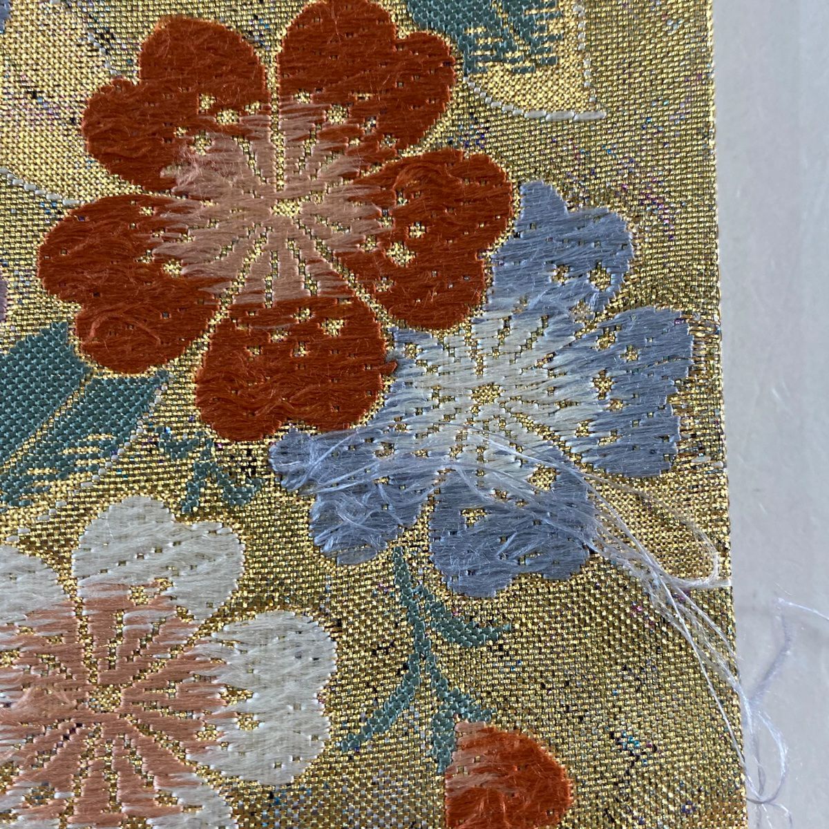 袋帶 秀品級 華紋 櫻花 金銀彩 唐織 墨色 六通 純蠶絲