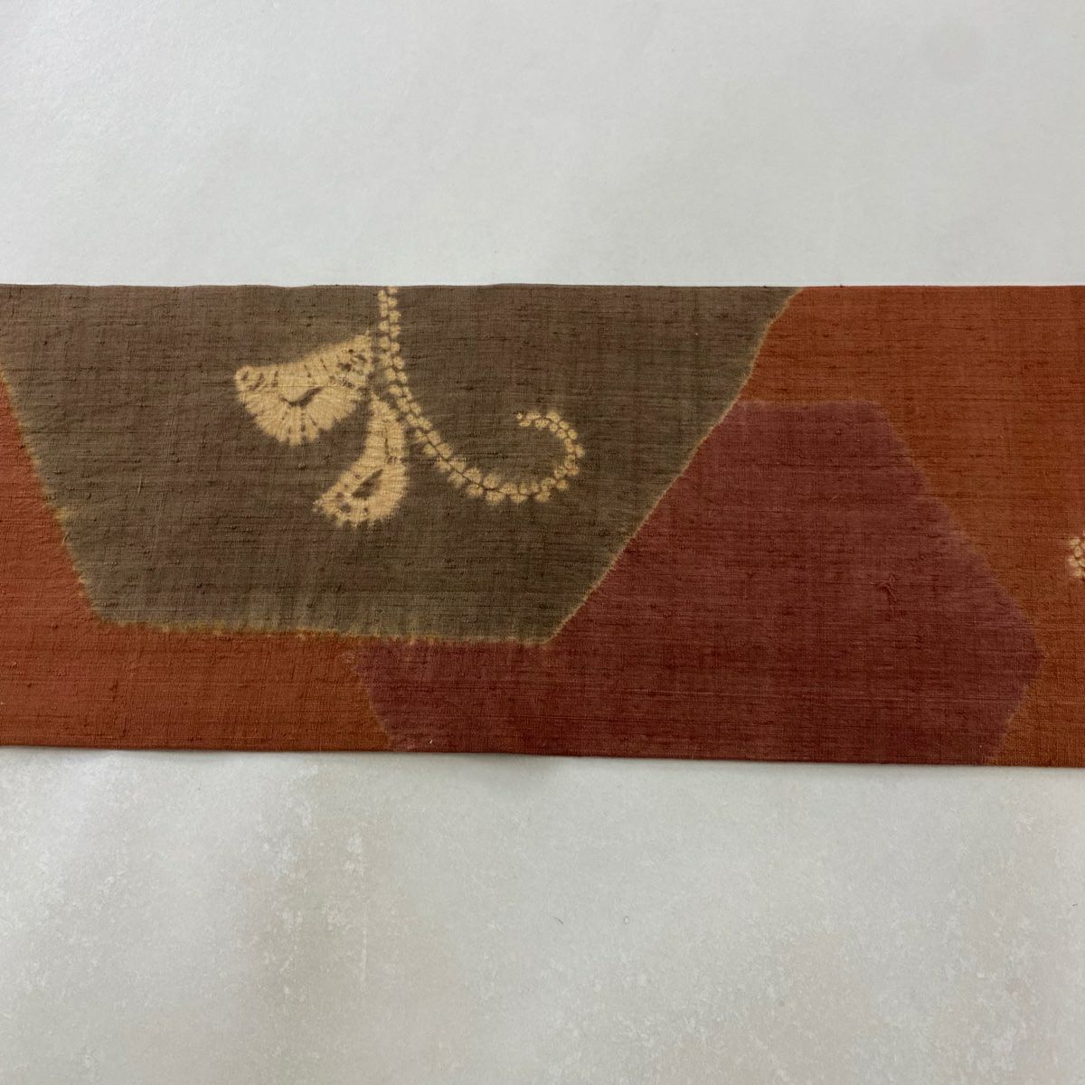 名古屋帶 秀品級 龜甲 草花紋紋 絞染 紅茶 純蠶絲