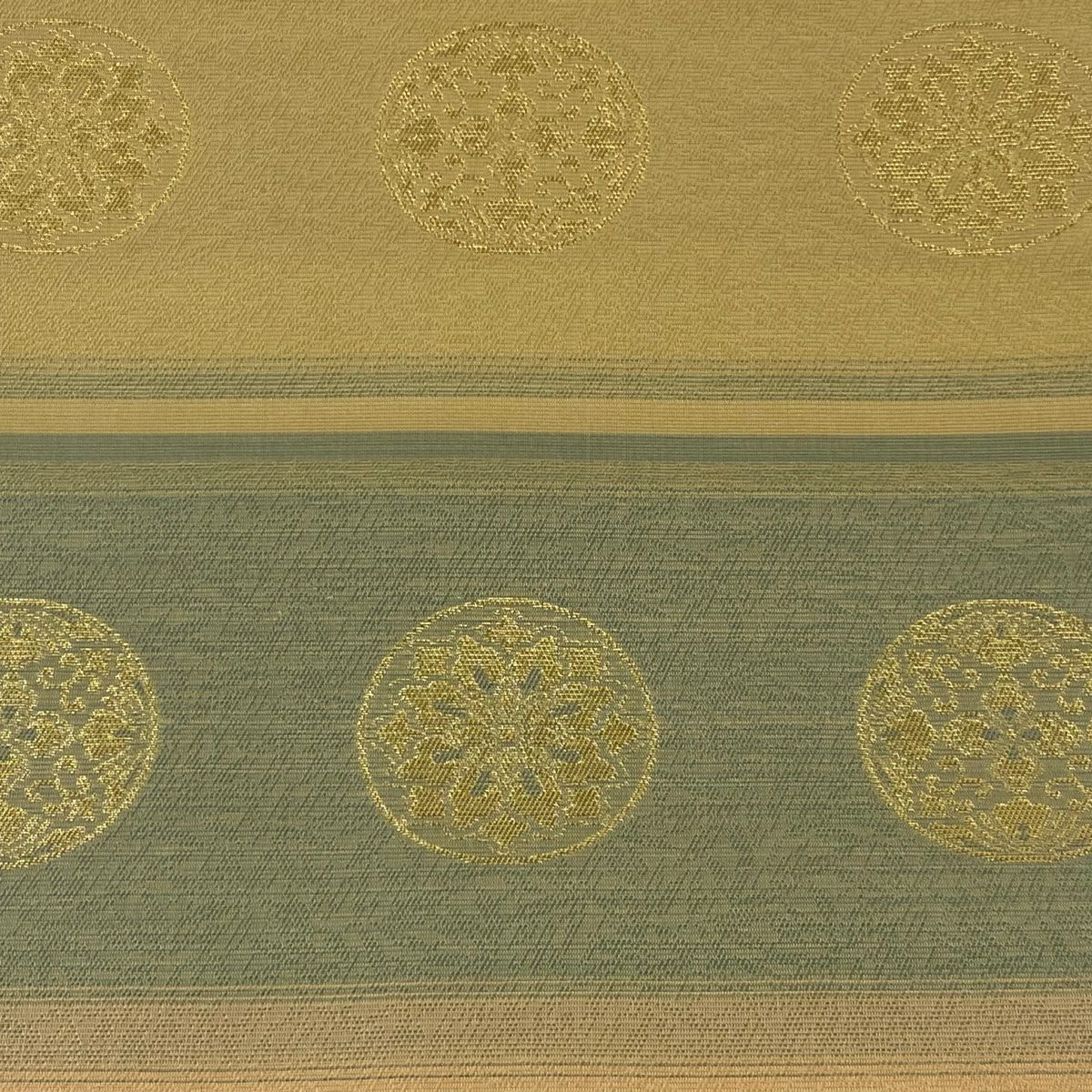 袋帶 美品 秀品級 華紋 橫段 金金箔 淺橙色 全通 純蠶絲