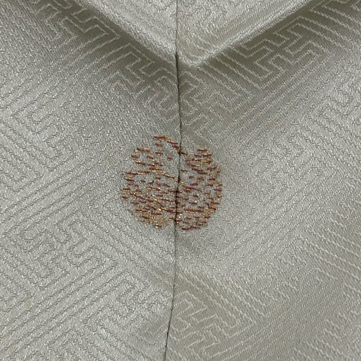 付下 身長163cm 袖長67cm M 雙層 草花紋紋 流水刺繡 金銀彩 灰綠 純蠶絲 秀品級 一つ紋