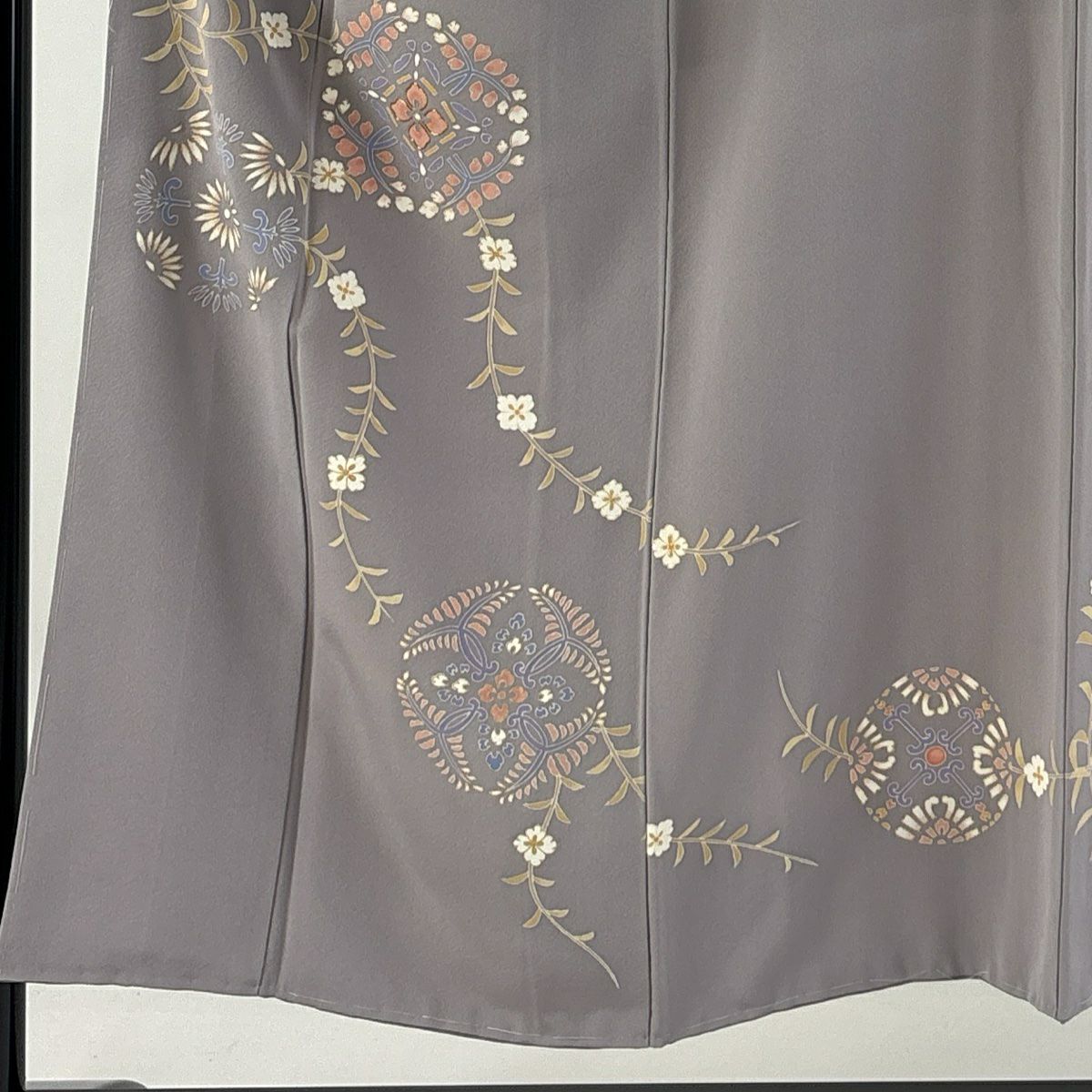 付下 身長151cm 袖長62cm S 雙層 華紋 草花紋紋 金糸 金銀彩 淺紫 純蠶絲 優品級