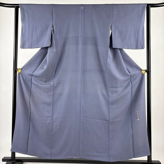 江戶小紋 身長154.5cm 袖長63cm S 雙層 落款あり 鮫 青灰 純蠶絲 秀品級 一つ紋