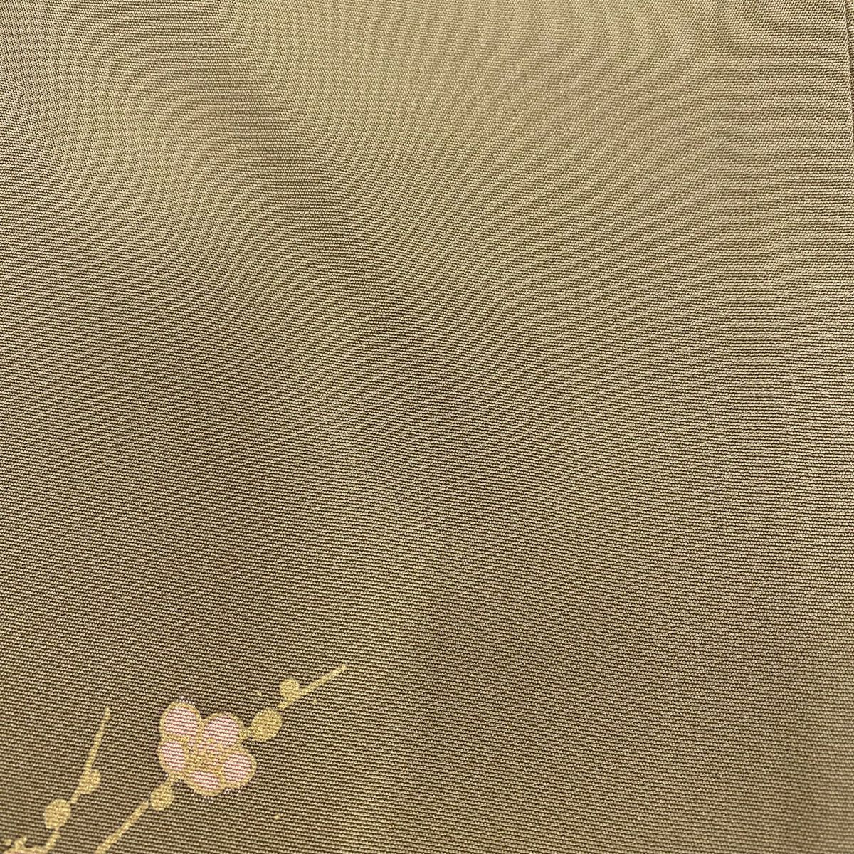 訪問服 身長161cm 袖長63cm S 雙層 ますいわ屋 草花紋紋 波 金銀彩 金線 茶 純蠶絲 秀品級