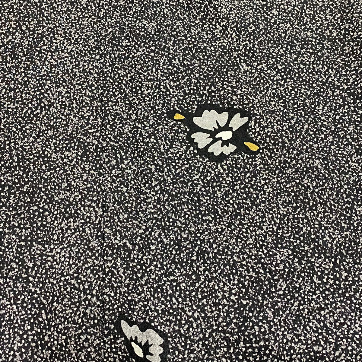 小紋 身長155.5cm 袖長62.5cm S 雙層 花 幾何學 墨 金彩裝飾 純蠶絲 美品 秀品級