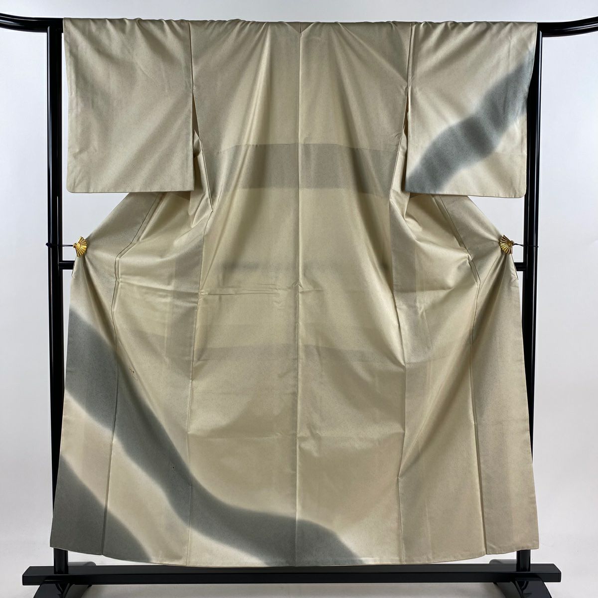 付下 身長157cm 袖長64.5cm M 雙層 蕾 幾何圖案 刺繡 金彩裝飾 米色 純蠶絲 優品級