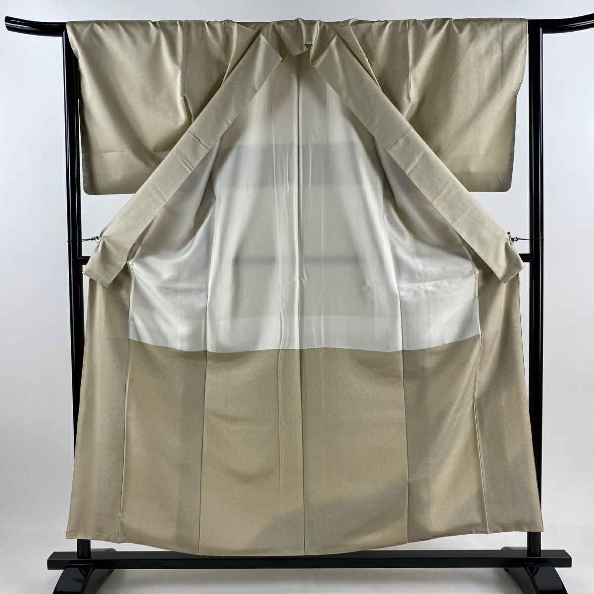 付下 身長157cm 袖長64.5cm M 雙層 蕾 幾何圖案 刺繡 金彩裝飾 米色 純蠶絲 優品級
