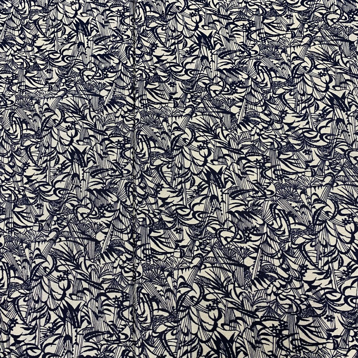 小紋 身長164.5cm 袖長61.5cm S 雙層 落款 草花紋 葉紋 米色 純蠶絲 美品 名品級