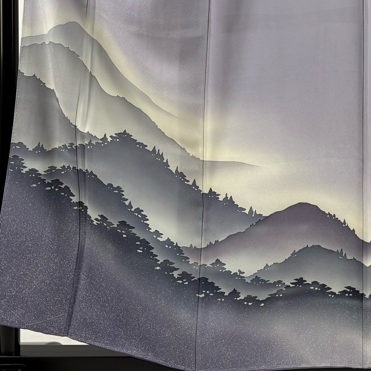 付下 身長159cm 袖長62cm S 雙層 風景 輪廓 漸層 淡紫 純蠶絲 優品級 一個紋